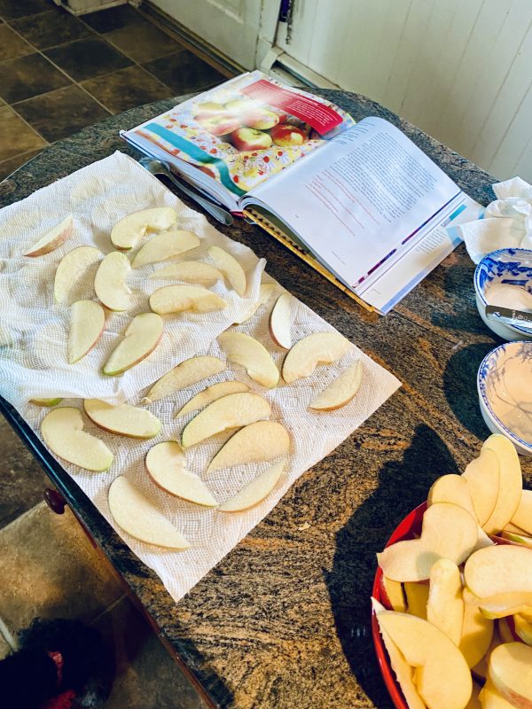 Meg Apple Pie Prepping the Apples