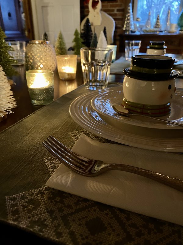 Snowman Place Setting with Votives