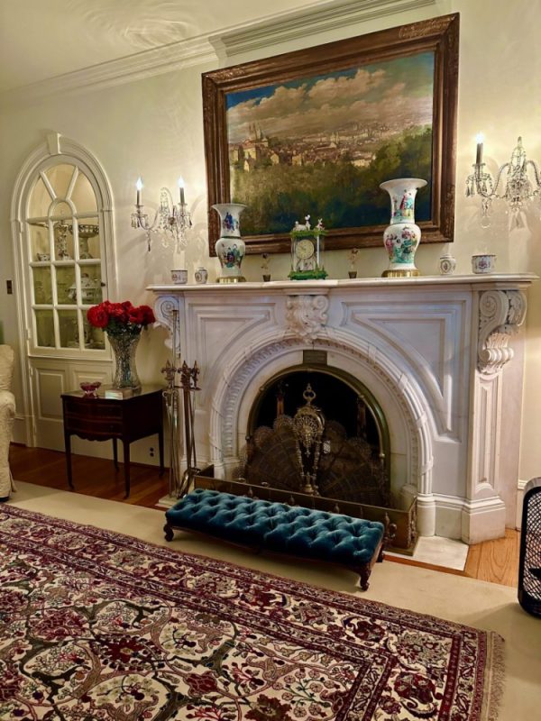 Classic Mantel with Formal Setting in the Living Room