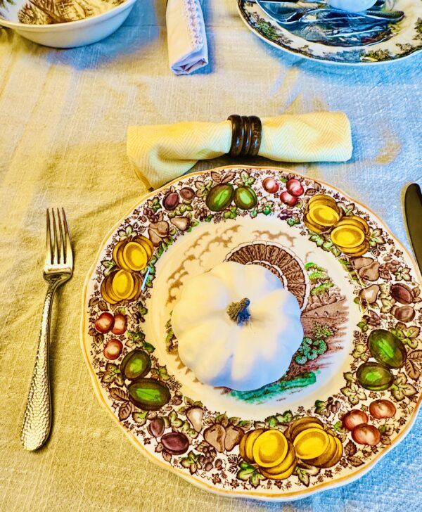 Turkey with Colorful Fruit Edge Place Setting